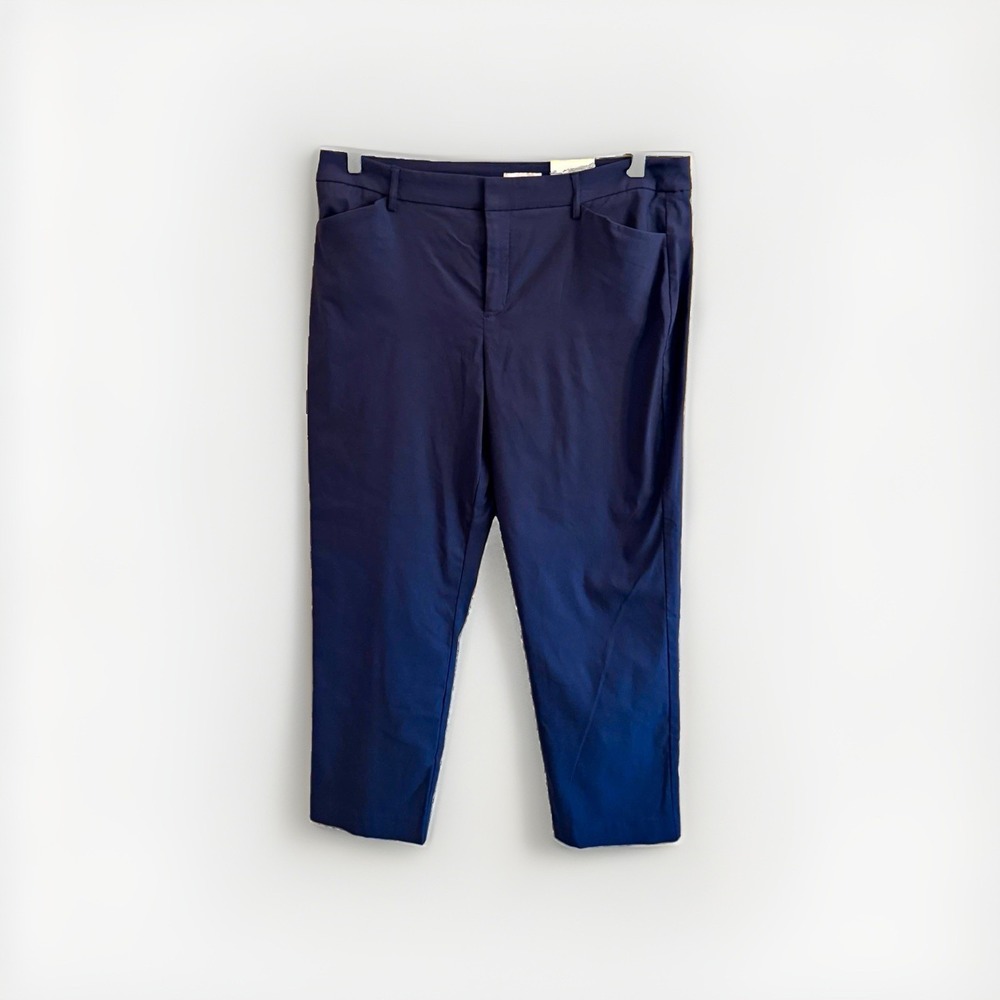 Nine West Womens Blue Straight Leg Mid Rise Stretch Ankle Pants Solid 16 NWT